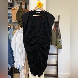 ZARA 100%Cotton Ruched Dress